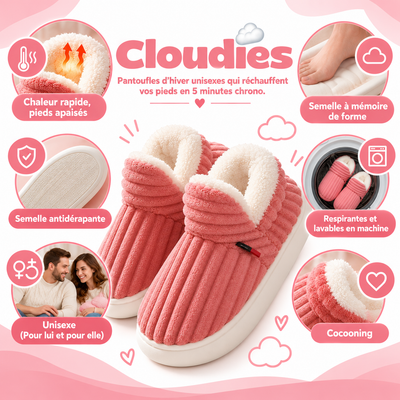 Cloudies™ - Pantoufles d'hiver unisexes qui réchauffent vos pieds en 5 minutes chrono