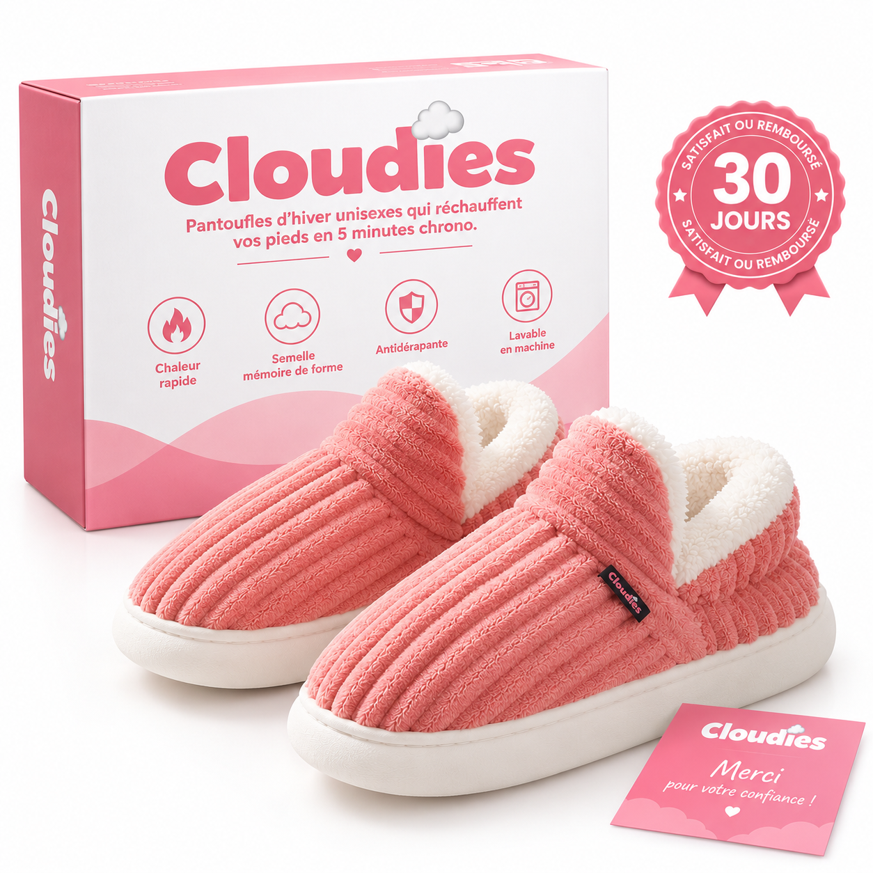 Cloudies™ - Pantoufles d'hiver unisexes qui réchauffent vos pieds en 5 minutes chrono